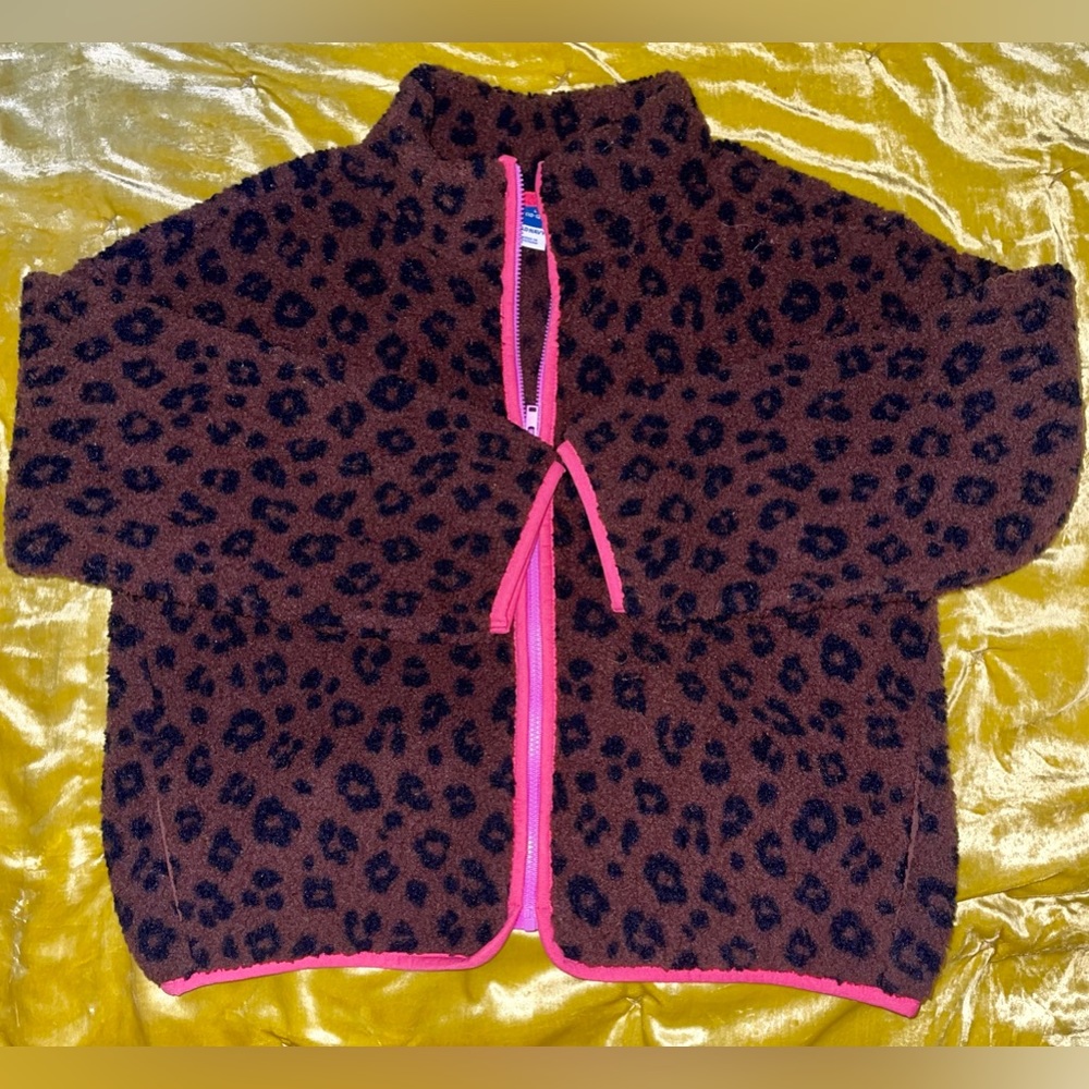 NWOT Large 10-12 girls Old Navy zip up cheetah print Sherpa